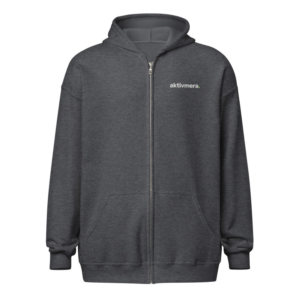 Zip-huvtröja – Unisex – Mörkgrå melerad